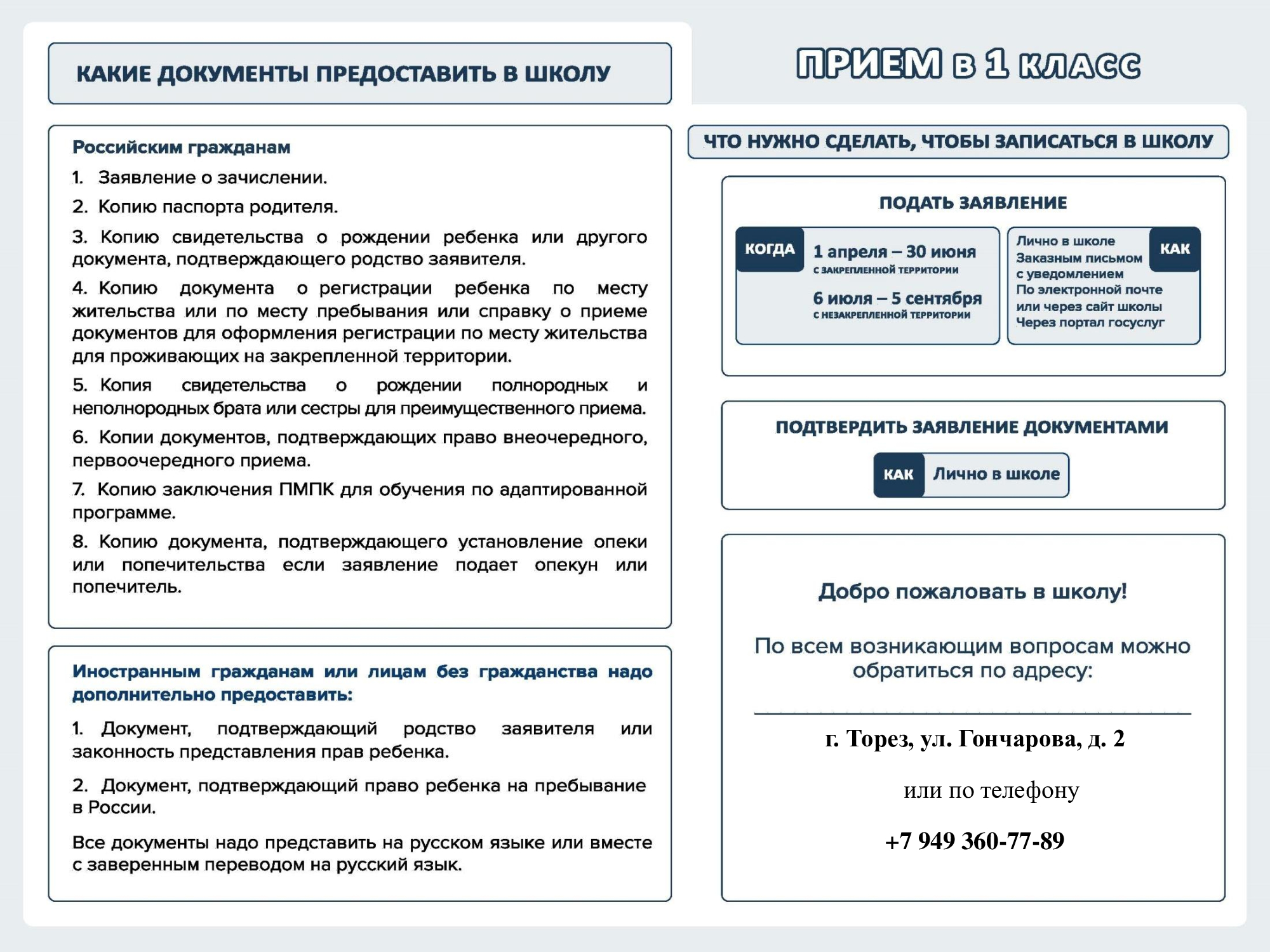 Памятка для родителей о приёме в школу в 1 класс Памятка для родителей о приёме в школу в 1 класс
